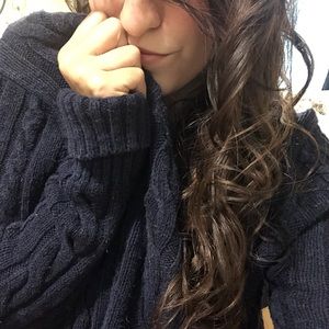 🥰Oversized Navy Blue Woven Sweater